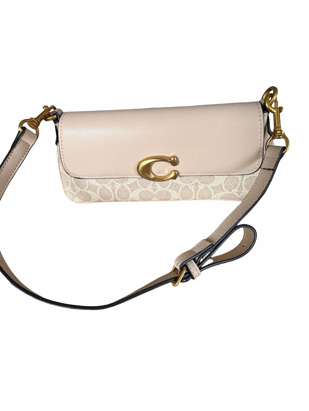 NWT Beige Pebbled Print Shoulder Crossbody Bag Gold Hardware (Looks Like Coach)
